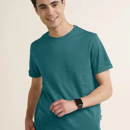 DAMENSCH Men Solid Round Neck Cotton T-shirt image 2