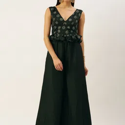 Ethnovog Foil Printed Culotte Ethnic Jumpsuit with Ruffles image 5