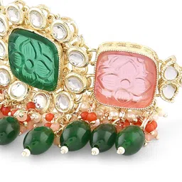 Zaveri Pearls Gold-Plated Stone-Studded & Beaded Jewellery Set image 5