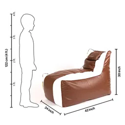 THREADVIBE LIVING Brown & White Lounger Bean Bag With Beans image 4