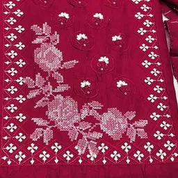 LeeliPeeri Designer Floral Embroidered Unstitched Dress Material image 2