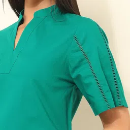 U.S. Polo Assn. Women Mandarin Collar Regular Fit Cotton Top image 5