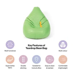 THREADVIBE LIVING Green Teardrop Bean Bag With Bean image 2
