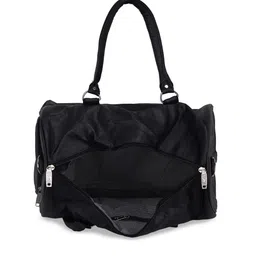 Leather World Unisex Black Solid Medium Duffle Bag image 2