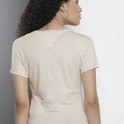 Tommy Hilfiger Brand Logo Embroidered Pure Cotton Slim Fit T-shirt image 2