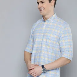 Mast & Harbour Men Blue Standard Opaque Checked Casual Shirt image 4
