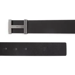 Tommy Hilfiger Men Black Textured Leather Belt image 4