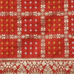 Mitera Red & Golden Bandhani Silk Blend Saree image 4