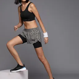 ADIDAS Women Printed High-Rise Running Aeroready Sports Shorts with Attached Tights image 4