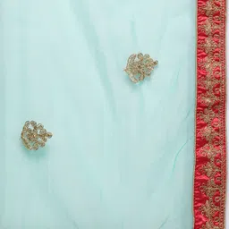 Mitera Pink & Green Embroidered Semi-Stitched Lehenga & Unstitched Blouse With Dupatta image 4