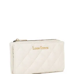 LOUIS STITCH Women Beige Snap Button Closure Clutch Purse image 4