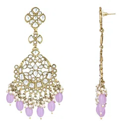 I Jewels Gold-Plated Kundan Studded Contemporary Chandbali image 2