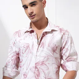 HIGHLANDER Men Spread Collar Abstract Printed Cotton Slim Fit Casual Shirt-picture-14