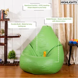 THREADVIBE LIVING Green Teardrop Bean Bag With Bean image 5