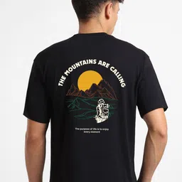 NOBERO Men Graphic Printed Round Neck Cotton Oversized T-shirt image 5