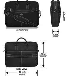 LOREM Men Black Textured Laptop Bag image 5