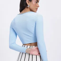 glitchez Lace Inserts Fitted Crop Top image 2