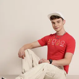 HERE&NOW Pure Cotton Geometric Printed T-shirt image 2