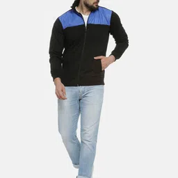 Campus Sutra Men Black Colourblocked Windcheater Bomber Jacket image 4