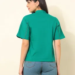 U.S. Polo Assn. Women Mandarin Collar Regular Fit Cotton Top image 2