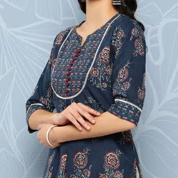 Libas Floral Yoke Design Gotta Patti Cotton Kurta image 3