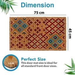 HOKIPO Brown & Blue Printed Anti-Skid Coir Doormat image 5