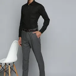 DENNISON Men Black Smart Polka Dots Printed Formal Shirt image 4