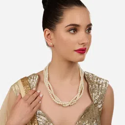 Zaveri Pearls Gold-Plated Twisted Pearls Beaded Jewellery Set image 2