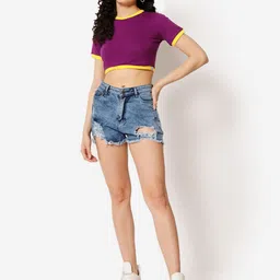 XOXO Design Regular Fit Knitted Cotton Crop Top image 2