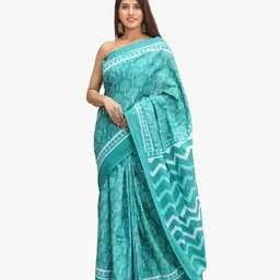 KIAARON Floral Pure Cotton Block Print Saree-picture-38
