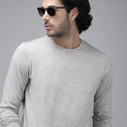 Roadster Men Grey Melange Solid T-shirt-picture-40