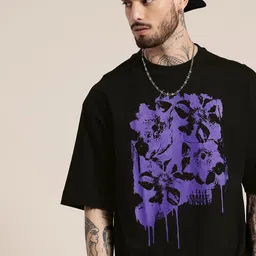 HERE&NOW Pure Cotton Graphic Printed Oversized T-shirt-picture-29