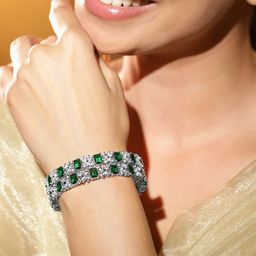 Rubans PAck Of 2 Rhodium Plated CZ Studded Bangle-picture-21