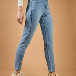 Roadster Women Slim Fit High Rise Light Wash Twill Tape Detailing Denim Stretchable Jeans-picture-11