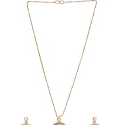 Mahi Rose Gold-Plated White Crystal Studded Arc Shaped Jewellery Set image 2