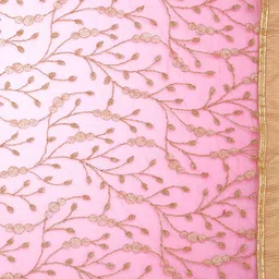 Dupatta Bazaar Women Pink & Gold-Toned Embroidered Dupatta image 4