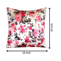 Kuber Industries Cream & Pink Set of 2 Floral Velvet Square Cushion Covers image 5