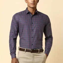 Allen Solly Mid Purple Cotton Slim Fit Checks Shirt-picture-31