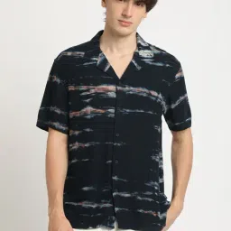 The Bear House Navy Regular Fit Printed Shirt-image-8