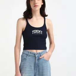 TOMMY HILFIGER Navy & White Cotton Graphic Print Tank Top-picture-24