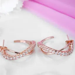Zavya 92.5 Sterling Silver Radiant Half Cubic Zirconia Hoop Earrings for Women-image-55