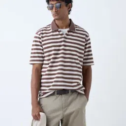 WES Casuals by Westside Brown Relaxed-Fit Cotton-Blend Polo T-Shirt-picture-11