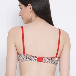 Clovia White & Pink Floral Print T-Shirt Bra image 2