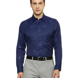 Louis Philippe Gods & Kings Navy Cotton Regular Fit Printed Shirt-picture-16