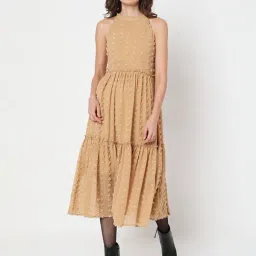 Vero Moda Dark Beige Below Knee A Line Dress-image-91
