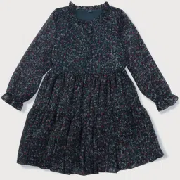Gini & Jony Kids Green Floral Print Full Sleeves Dress-picture-27