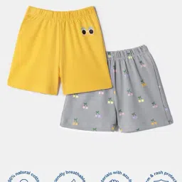 Nauti Nati Boys Yellow And Grey Cotton Printed Shorts-picture-13