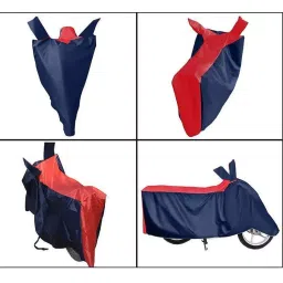 Auto Pearl Waterproof Two Wheeler Cover For Hero MotoCorp Glamour (Red & Blue) image 2