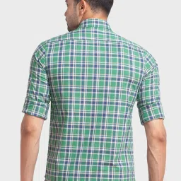 ColorPlus Green Cotton Tailored Fit Checks Shirt image 2