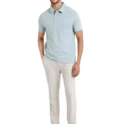 Rare Rabbit Turquoise Regular Fit Solid Polo T-Shirt image 5